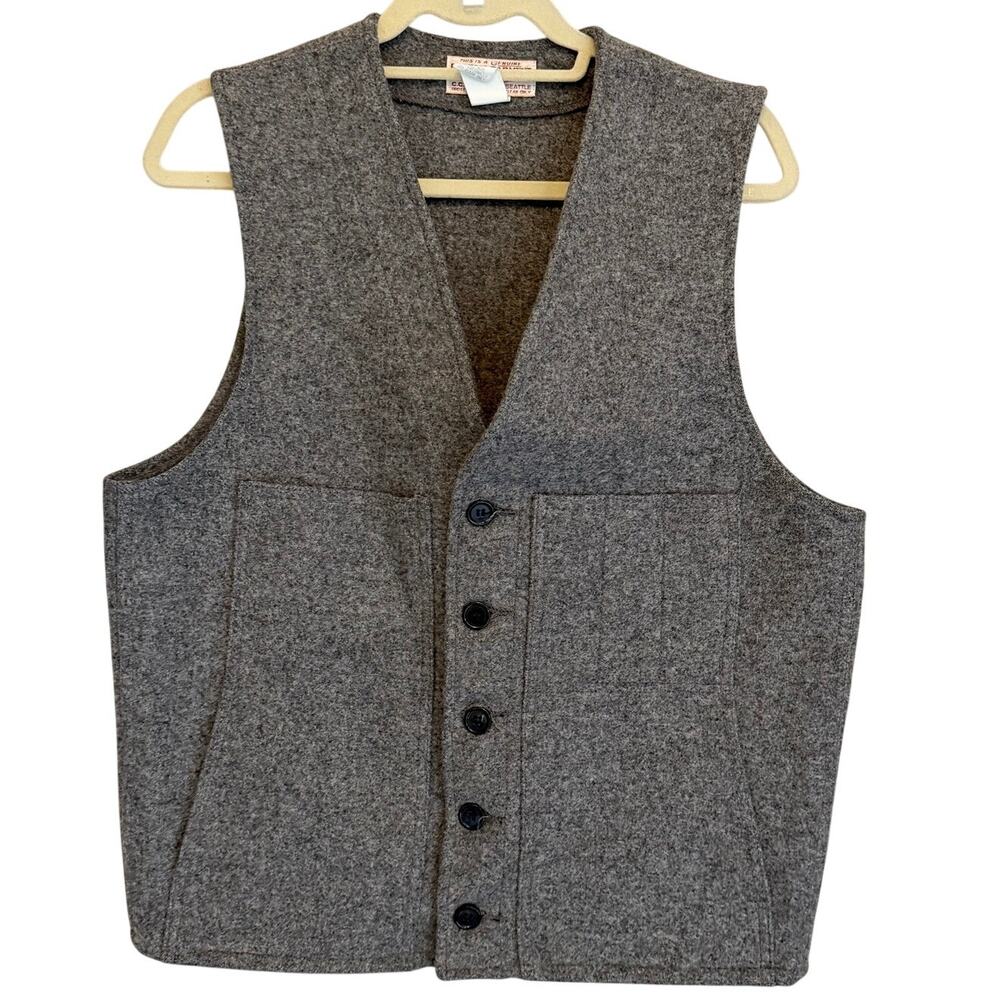 Vintage Filson Wool Mackinaw Cruiser Vest Mens Men 40 Gray Outdoor Heritage USA